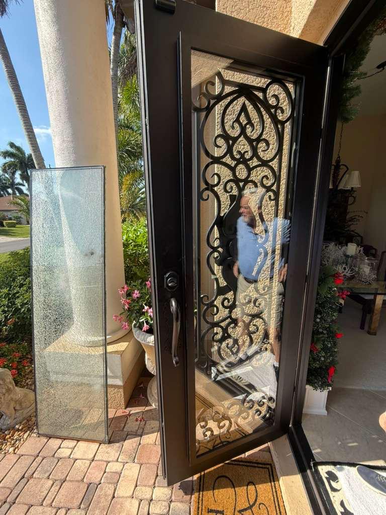 Broken decorative door glass repair