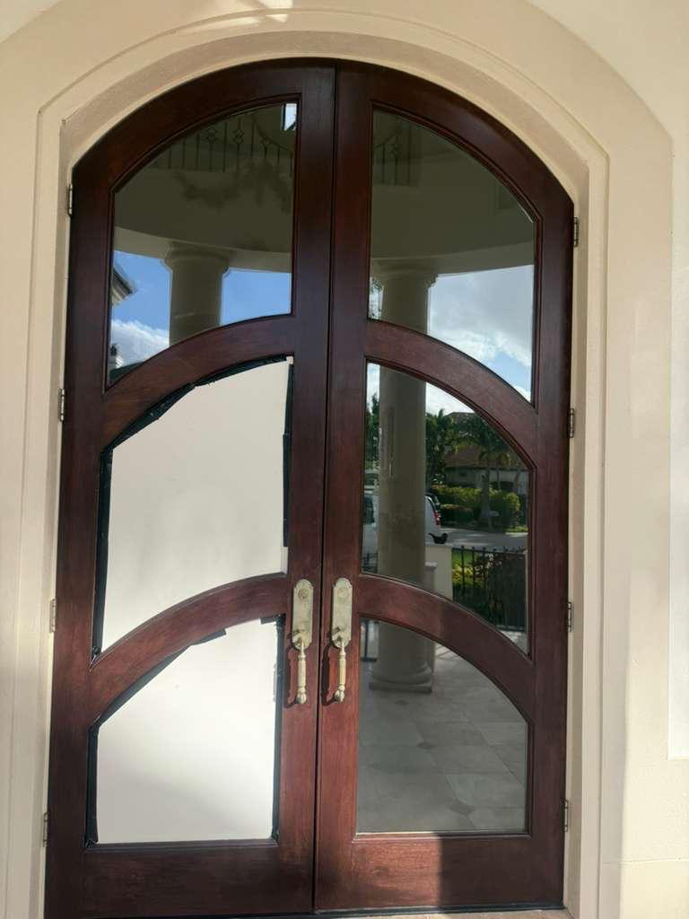 Arched wood door glass replacement
