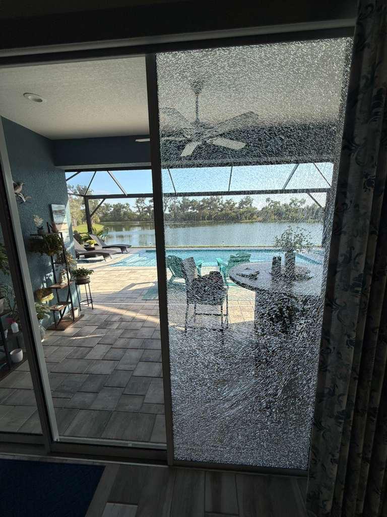 Shattered patio door glass repair