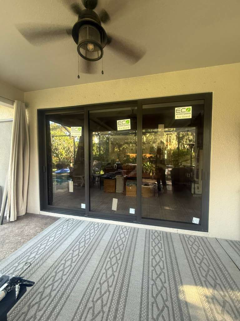 Dark bronze patio sliding glass door replacement