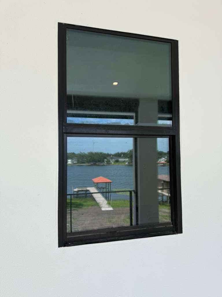 Black framed window glass repair