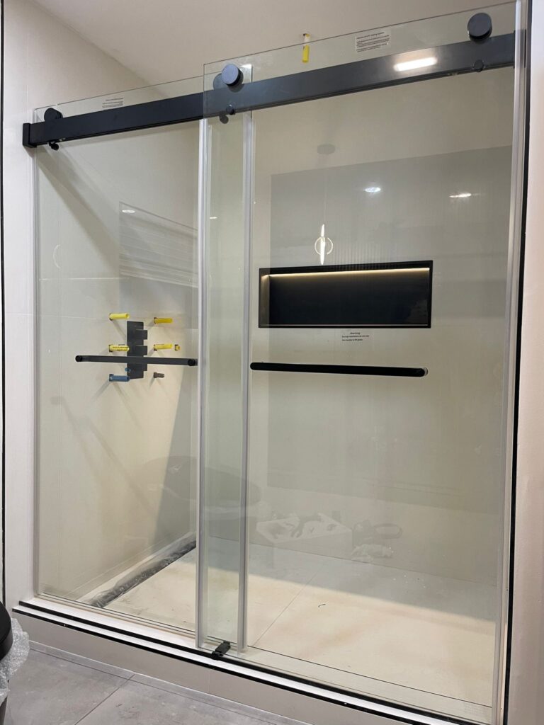 sliding shower door by Aluminum Glass Pro Systems